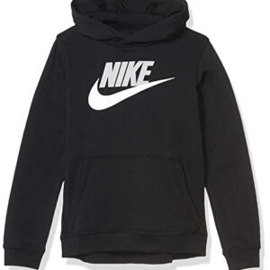 Nike Boy's Sportswear Club+ Hbr Pullover Hoodie, Black/(Light Smoke Grey), Large