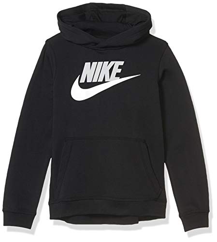 Nike Boy's Sportswear Club+ Hbr Pullover Hoodie, Black/(Light Smoke Grey), Large