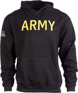 ann arbor t-shirt co. army pt style hoodie | u.s. military training workout fleece hoody sweatshirt-(hood,s) black