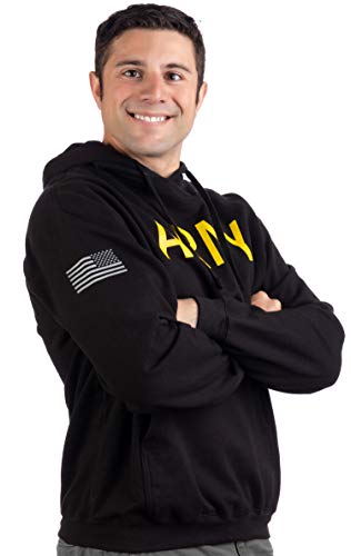 Ann Arbor T-shirt Co. ARMY PT Style Hoodie | U.S. Military Training Workout Fleece Hoody Sweatshirt-(Hood,S) Black