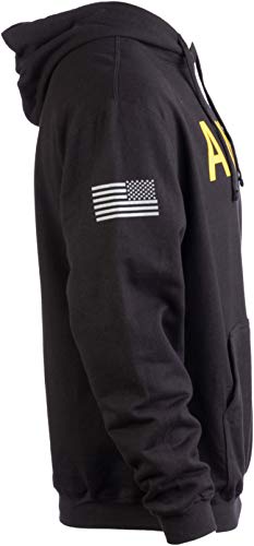 Ann Arbor T-shirt Co. ARMY PT Style Hoodie | U.S. Military Training Workout Fleece Hoody Sweatshirt-(Hood,S) Black