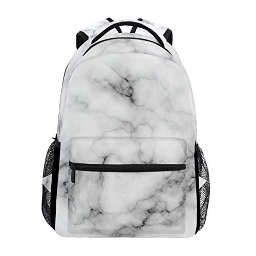 Wamika Marble Backpacks for Girls Kids Boys Griotte Stone School Book Bags Waterproof Student Laptop Backpack Black and White College Carrying Bag Casual Durable Lightweight Travel Sports Day Packs