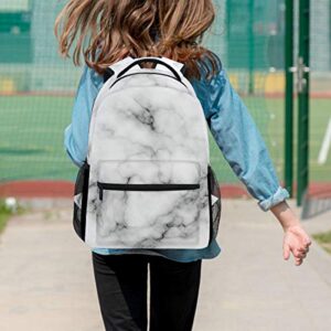 Wamika Marble Backpacks for Girls Kids Boys Griotte Stone School Book Bags Waterproof Student Laptop Backpack Black and White College Carrying Bag Casual Durable Lightweight Travel Sports Day Packs