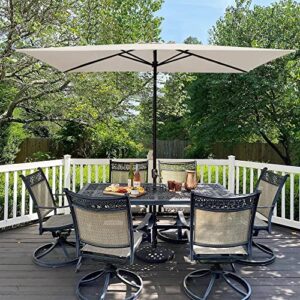 abba patio 6.5 x 10ft rectangular patio umbrella outdoor market table umbrella with push button tilt and crank for garden, lawn, deck, backyard & pool, beige