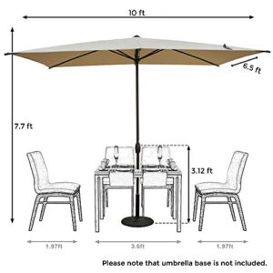 Abba Patio 6.5 x 10ft Rectangular Patio Umbrella Outdoor Market Table Umbrella with Push Button Tilt and Crank for Garden, Lawn, Deck, Backyard & Pool, Beige