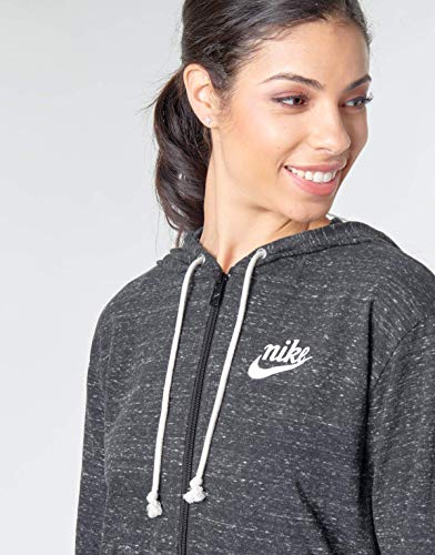 Nike Women's Sportswear Gym Vintage Full-Zip Hoodie , Black/(Sail), Small