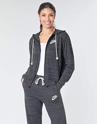 Nike Women's Sportswear Gym Vintage Full-Zip Hoodie , Black/(Sail), Small