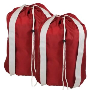 heavy duty 22" x 28" nylon laundry bag - machine washable with barrel lock closure and twin shoulder straps (red, set of 2) (sku n009)