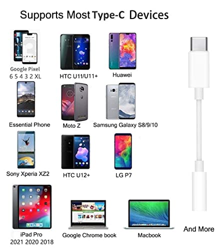 USB C to 3.5mm Headphone Jack Adapter Compatible with Pixel 6 5 4 3 2 XL, iPad Pro 2022 2021 2020 2018, Sony HTC Moto Samsung Galaxy S21 S20 Ultra S20+ Note 20 10 S10 S9 Plus and More