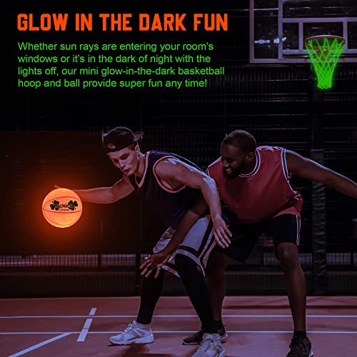 Glow in The Dark Basketball Net Hoop - LED Lighted Smart Basketball Goal with Glowing Hoop Net - Nightime Light Up Glow Hoop Outdoor - Heavy Duty Basketball Air Pump Included