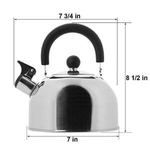 Lily's Home 2 Quart Stainless Steel Whistling Tea Kettle, the Perfect Stovetop Tea and Water Boilers for Your Home, Dorm, Condo or Apartment.