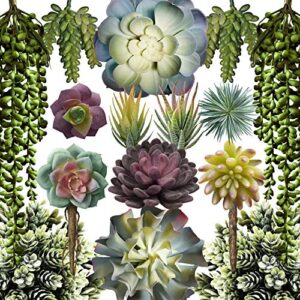 caqpo artificial succulents - 15 pack - premium unpotted artificial and realistic textured fake succulent plants for diy - faux cactus plant bulk - feaux succulent plants