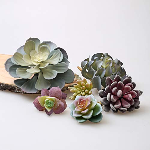 caqpo Artificial Succulents - 15 Pack - Premium Unpotted Artificial and Realistic Textured Fake Succulent Plants for DIY - Faux Cactus Plant Bulk - Feaux Succulent Plants