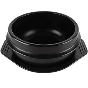 korean cooking korean stone bowl by whitenesser, stone pot sizzling hot pot for bibimbap and soup (large, no lid) - premium ceramic with melamine tray (52.3 oz)