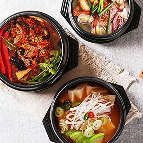 Korean Cooking Korean Stone Bowl By Whitenesser, Stone Pot Sizzling Hot Pot for Bibimbap and Soup (Large, No Lid) - Premium Ceramic with Melamine Tray (52.3 OZ)