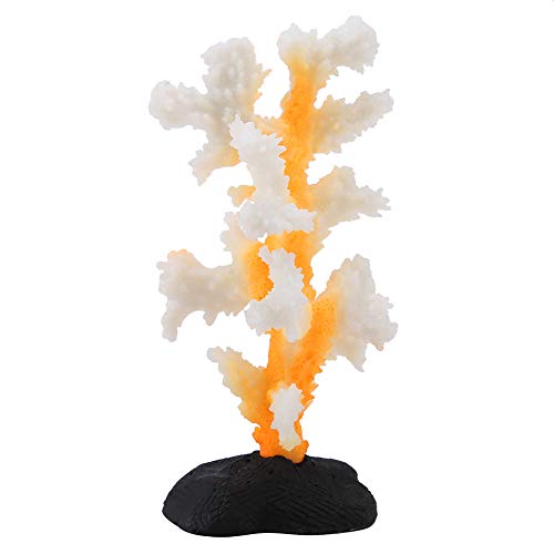 Hffheer Aquarium Artificial Coral, Fish Tank Artificial Coral Simulation Plant Luminous Silicone Coral for Fish Tank Landscape Decoration Aquarium Ornaments(Yellow)