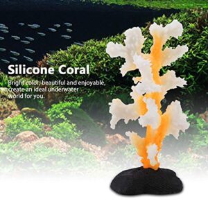 Hffheer Aquarium Artificial Coral, Fish Tank Artificial Coral Simulation Plant Luminous Silicone Coral for Fish Tank Landscape Decoration Aquarium Ornaments(Yellow)
