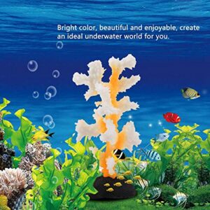 Hffheer Aquarium Artificial Coral, Fish Tank Artificial Coral Simulation Plant Luminous Silicone Coral for Fish Tank Landscape Decoration Aquarium Ornaments(Yellow)