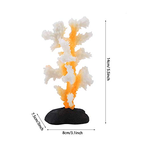 Hffheer Aquarium Artificial Coral, Fish Tank Artificial Coral Simulation Plant Luminous Silicone Coral for Fish Tank Landscape Decoration Aquarium Ornaments(Yellow)