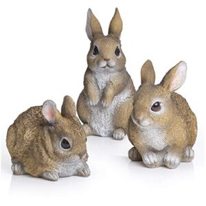 besti bunny statue yard garden decorations (3 bunnies) | cute rabbits look great in any outdoor living space | small bunnies can also be used for kitchen & table decor | 2-7/8 x 4 x 4-1/4 inches