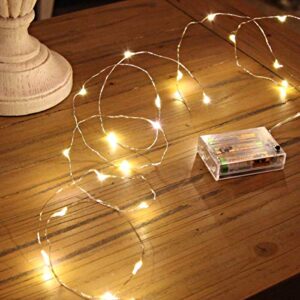 ariceleo led fairy lights battery operated, 2 packs mini battery powered copper wire starry fairy lights for bedroom, christmas, parties, wedding, centerpiece, decoration (5m/16ft warm white)