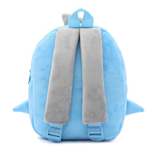 Ladyzone Toddler Backpack Zoo Animals Backpacks Cute Plush Bag Cartoon 10" Preschool Book Bag For 2+ Years Girls Boys (Shark)