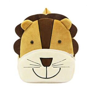 Ladyzone Toddler Backpack Zoo Animals Backpacks Cute Plush Bag Cartoon 10" Preschool Book Bag For 2+ Years Girls Boys (Lion)