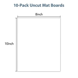 Golden State Art, 8x10 White Uncut Mat for Pictures/Frames - Pack of 10 - Acid-Free Mat Boards for Artworks, Prints, Photographs - Great for Weddings, Engagements, Graduations - Signature Friendly