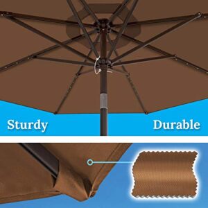 BenefitUSA 10' Patio Umbrella LED Lighted Tilt Aluminum Garden Market Balcony Outdoor Sunshade (Brown)