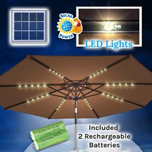 BenefitUSA 10' Patio Umbrella LED Lighted Tilt Aluminum Garden Market Balcony Outdoor Sunshade (Brown)