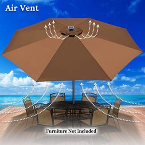 BenefitUSA 10' Patio Umbrella LED Lighted Tilt Aluminum Garden Market Balcony Outdoor Sunshade (Brown)