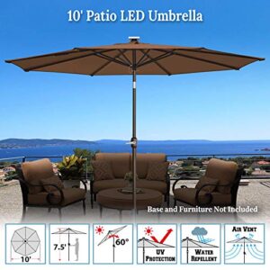 BenefitUSA 10' Patio Umbrella LED Lighted Tilt Aluminum Garden Market Balcony Outdoor Sunshade (Brown)