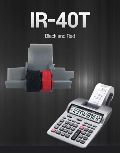 IR-40T Ink Roller, Black and Red Compatible with Canon P23-DH V Calculator, Casio HR-100TM, HR-150TM (12 Pack)