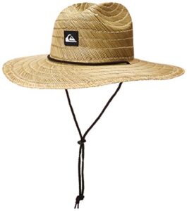 quiksilver mens pierside straw lifeguard beach sun hat, natural/black, large-x-large us