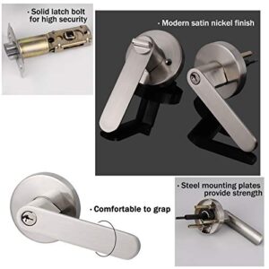 Knobonly Keyed Alike/Combo Keys Entry Door Knobs Lock Set, Modern Heavy Duty Front/Commercial Door Handleset, Satin Nickel Stainless Steel Doorknob Handle 12 Pack