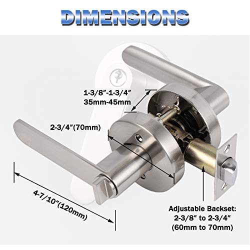 Knobonly Keyed Alike/Combo Keys Entry Door Knobs Lock Set, Modern Heavy Duty Front/Commercial Door Handleset, Satin Nickel Stainless Steel Doorknob Handle 12 Pack