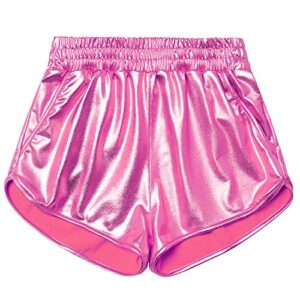 Juniors Pink Metallic Shorts Shiny Sparkly Dance Hot Pants for Teen Girls 12 13