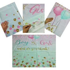 Boy or Girl Gender Reveal Backdrop Blue Pink Dots Balloon Photography Background 7x5ft Vinyl Gender Reveal Baby Shower Party Banner Backdrops W-1860