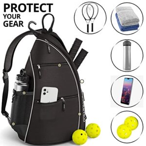 Athletico Sling Bag - Crossbody Backpack for Pickleball, Tennis, Racketball, and Travel for Men and Women (Black)