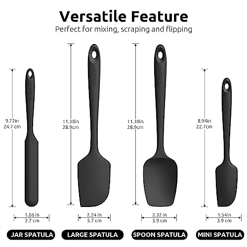 U-Taste Silicone Spatula Set with 600 Degrees Fahrenheit Heat Resistant (Black)