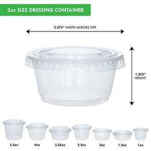 Galashield [100 Sets] 2 oz Small Plastic Containers with Lids, Jello Shot Cups with Lids, Disposable Portion Cups, Condiment Containers with Lids, Souffle Cups for Sauce and Dressing