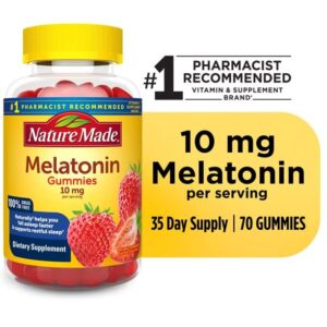 Nature Made Melatonin 10 mg, Dreamy Strawberry, 70 Gummies (Pack of 2)
