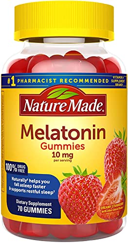 Nature Made Melatonin 10 mg, Dreamy Strawberry, 70 Gummies (Pack of 2)