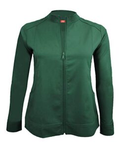 natural uniforms m&m scrubs women's ultra soft front zip warm-up scrub jacket (medium, hunter green)
