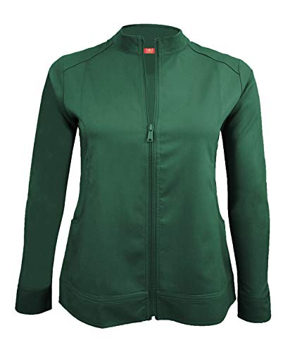 Natural Uniforms M&M Scrubs Women's Ultra Soft Front Zip Warm-Up Scrub Jacket (Medium, Hunter Green)