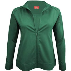 Natural Uniforms M&M Scrubs Women's Ultra Soft Front Zip Warm-Up Scrub Jacket (Medium, Hunter Green)