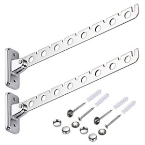 sumnacon 12" stainless steel clothes hanger rack, 2 pcs wall mounted folding garment hooks, space saver clothing and closet rod storage organizer for laundry room bedroom bathroom kitchen