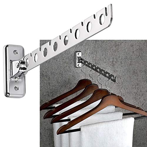 Sumnacon 12" Stainless Steel Clothes Hanger Rack, 2 Pcs Wall Mounted Folding Garment Hooks, Space Saver Clothing and Closet Rod Storage Organizer for Laundry Room Bedroom Bathroom Kitchen