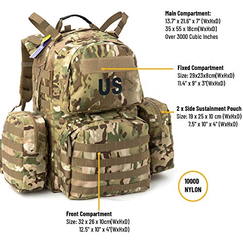 Akmax.cn Military Backpack Army Rucksack for men, MOLLE 2 Medium Assault Pack with Frame