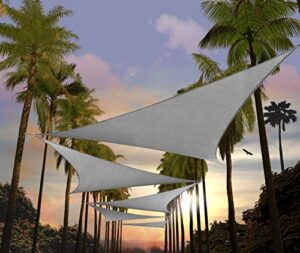 amgo 32' x 32' x 32' grey triangle sun shade sail outdoor canopy awning agtapt32, 95% uv blockage, water & air permeable, 200gsm commercial standard heavy duty (we make custom size)